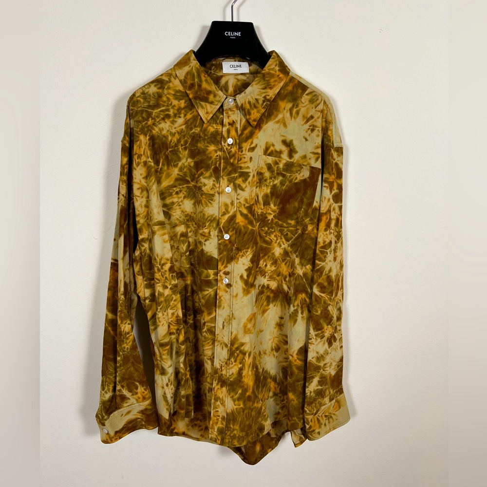 CELINE Tie-Dye Print Long Sleeve Button Up